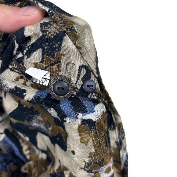 Vintage 80’s Paul at Duffier Button Down Shirt Abstract Print Brown Blue Medium - Picture 10 of 12